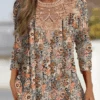 Lace Disty Floral Casual T-Shirt