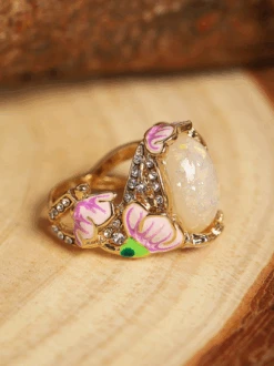 Vintage Crystal Enamel Opal Painted Rhinestone Floral Party Wedding Vacation Ring -Zolucky Sales Store 5a4d37646c31aaca4266980cbef6a098