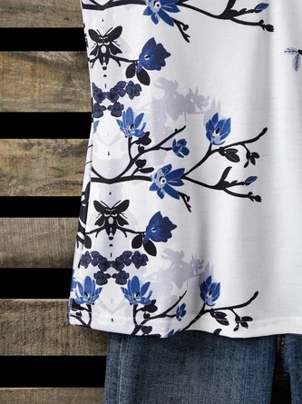 Casual Floral Sleeveless V Neck Printed Tank Top Vests 6 Casual Floral Sleeveless V Neck Printed Tank Top Vests - Image 6