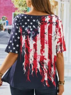 Plus Size Notched Casual America Flag Jersey Independence Day T-Shirt -Zolucky Sales Store 5ada9a11f8d77cb8b59c4e1af7b4ed7b