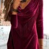 Loose Plain V Neck Party Tunic Top