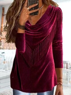 Loose Plain V Neck Party Tunic Top