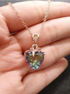 Rhinestone Heart Pendant Necklace -Zolucky Sales Store 5b2314caa7f897bedceffa7eb523f5df