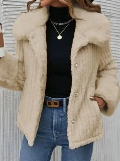 Loose Casual Plain Texture Fluff/Granular Fleece Fabric Teddy Jacket -Zolucky Sales Store 5bceac6ed2bbf263d097feea3b600317