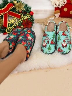 Christmas Cartoon Printed Santa Claus Warmth Fluffy Slippers -Zolucky Sales Store 5bee199c4fe1e8c66c5db56aa4e5d2ee