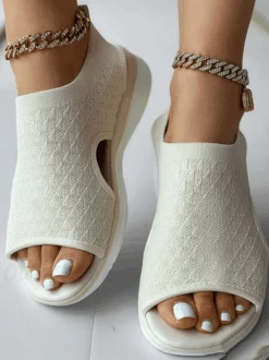 Summer Mesh Fabric Plain Vacation Sandal -Zolucky Sales Store 5c22c1b04ffc8ca61329e109fdb36b31