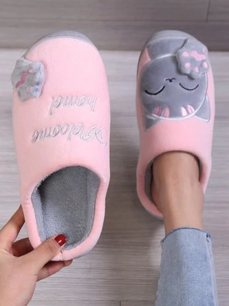 Casual Cartoon Cat Letters Embroidery Warmth Fluffy Slippers 7 Casual Cartoon Cat Letters Embroidery Warmth Fluffy Slippers - Image 7