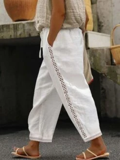 Plus Size Plain Casual Loose Pants