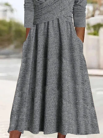 Plain Casual Buckle Sweetheart Neckline Fit & Flare A-Line Maxi Dress With Pocket 3 Plain Casual Buckle Sweetheart Neckline Fit & Flare A-Line Maxi Dress With Pocket - Image 3