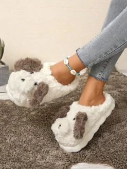 Cartoon Dog Warmth Fluffy Slippers