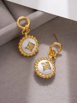 Elegant Rhinestone Round Dangle Earrings