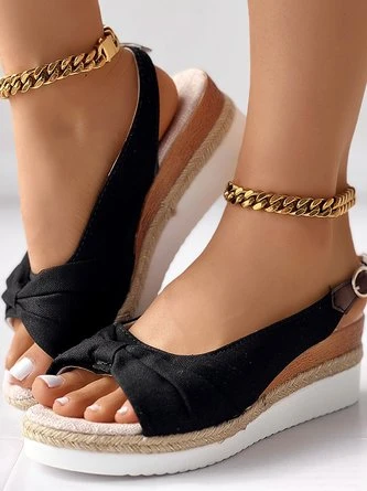 Fabric Summer Wedge Heel Wedge Sandal 16 Fabric Summer Wedge Heel Wedge Sandal - Image 16