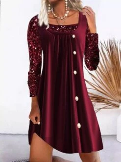 Glitter Crew Neck Loose Party Dress -Zolucky Sales Store 5d9e6366c0919aea03dd60e943faaae6
