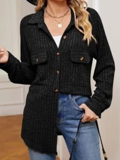 Casual Plain Shawl Collar Loose Jacket -Zolucky Sales Store 5db90c589be31dbb0d95c95e5f317cbb