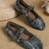 Casual Wool-blend Ombre Adjustable Buckle Mary Jane Shoes
