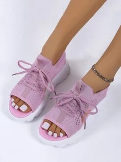 Breathable Hollow Out Lace Up Front Slip On Sports Sandals -Zolucky Sales Store 5dfd3a2c9e1ea40de55fe3a168d89370