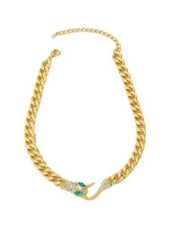 Rhinestone Snake Necklace Fashion Party Metal Chain Choker -Zolucky Sales Store 5e8432cb5fcf8fc29985eebe44fa60d3