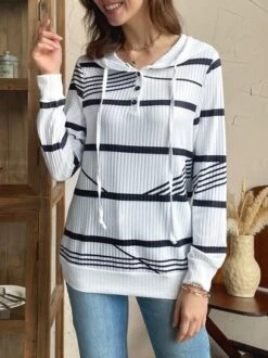 Striped Casual Hoodie Sweatshirt -Zolucky Sales Store 5ead2f1e3114e91c1502b6504486e352