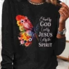 Blessed By God Loved By Jesus Led By The Spirit Cotton-Blend Casual Butterfly Print Long Sleeve Shirt