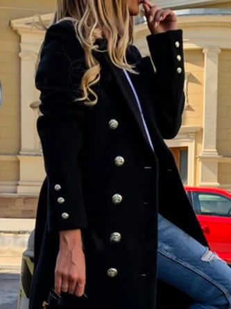 Lapel Collar Loose Casual Plain Coat 2 Lapel Collar Loose Casual Plain Coat - Image 2