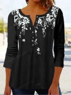 Casual Floral V Neck Tunic T-Shirt 9 Casual Floral V Neck Tunic T-Shirt -Zolucky Sales Store 5fd68dd6b0164596af3f9887c2f8c14d