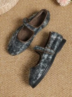 Casual Wool-blend Ombre Adjustable Buckle Mary Jane Shoes -Zolucky Sales Store 60409ad9a97e0c9e3df113f99c53d19f