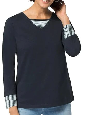 Striped Loose Crew Neck Sweatshirt 3 Striped Loose Crew Neck Sweatshirt - Image 3