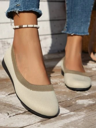 Casual Color-block Comfy Insole Flat Shallow Shoes 2 Casual Color-block Comfy Insole Flat Shallow Shoes - Image 2