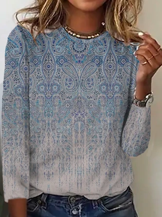 Plus Size Loose Casual Paisley T-Shirt 1 Plus Size Loose Casual Paisley T-Shirt