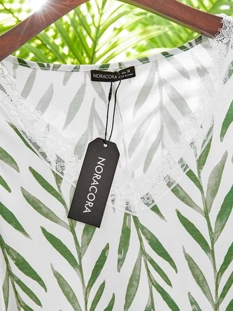 Leaves Casual V Neck Short Sleeve Knit Dress 4 Leaves Casual V Neck Short Sleeve Knit Dress - Image 4