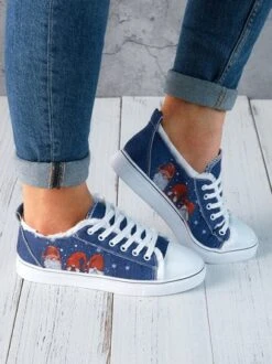Christmas Santa Blue Lace-Up Sneakers Sneakers Xmas Shoes -Zolucky Sales Store 6165d1aabb2452bf0d7a44dcd1a25998