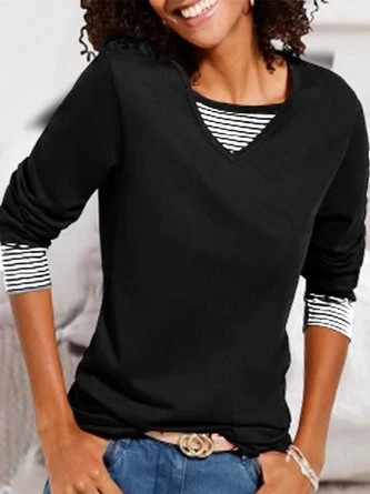 Striped Loose Crew Neck Sweatshirt 4 Striped Loose Crew Neck Sweatshirt - Image 4