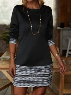 Crew Neck Geometric Casual Dress 15 Crew Neck Geometric Casual Dress -Zolucky Sales Store 61dec04d7e163811d144df29cb77f1d3