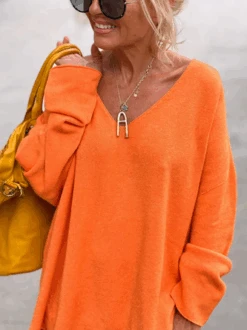 Halloween Fashion Street Style Daily Casual Regular Fit V Neck Plain Knitted Long Sleeve Sweater -Zolucky Sales Store 61eb5b04588ca051c268e182fa767b01