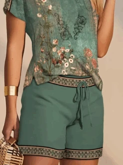 Loose V Neck Floral Casual Two-Piece Set 5 Loose V Neck Floral Casual Two-Piece Set -Zolucky Sales Store 6246066953027fe2c04769cf489bd146