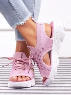 Breathable Hollow Out Lace Up Front Slip On Sports Sandals -Zolucky Sales Store 632cfd641fa38a9c04fe62722e672155