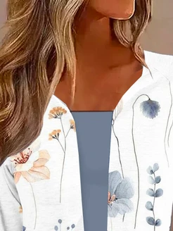 Floral Printed Casual Loose H-Line Long Sleeve Kimono 5 Floral Printed Casual Loose H-Line Long Sleeve Kimono - Image 5