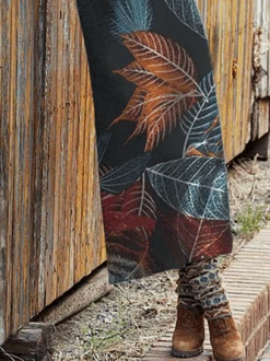 Leaves Printed Knitting Dress 5 Leaves Printed Knitting Dress -Zolucky Sales Store 6398de04a4c4c348fe1b3142725f61c8