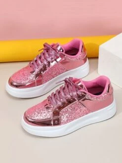 Women Fashion Glitter Paneled Lace-Up Skate Shoes 38 Women Fashion Glitter Paneled Lace-Up Skate Shoes -Zolucky Sales Store 63ad7bbd08d84af806fa7d735164bd9a