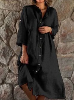 Cotton Casual Loose Plain Dress -Zolucky Sales Store 64aee04473cf3c720f535e7c6c1ad1e7