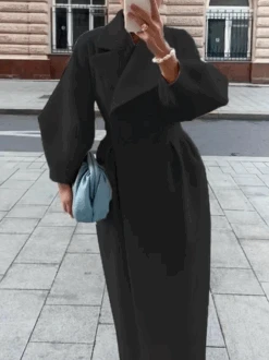 Casual Lapel Collar Plain Woolen Coat -Zolucky Sales Store 65370071ec5759448164f0c66bc4616e