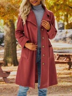 Solid Long Sleeve Cotton-Blend Overcoat 28 Solid Long Sleeve Cotton-Blend Overcoat -Zolucky Sales Store 65f9f5f7e15979815fec41d7cb7da3d1