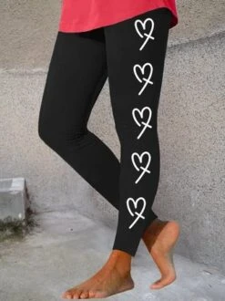 Women's Heart Cross Print Casual Christian Legging