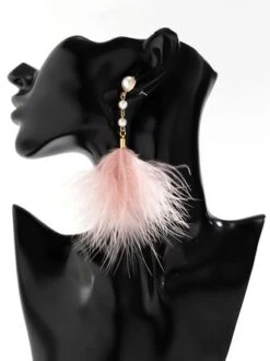 Elegant Imitation Feather Pearl Dangle Earrings -Zolucky Sales Store 6769ae808cabe1439f99c17b8f7cae65