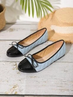 Casual Bow Decor Color Block Quilted Ballet Flats -Zolucky Sales Store 678aa3a7fde6a122935189c923854702