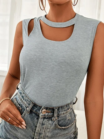 Crew Neck Plain Casual Tank Top 3 Crew Neck Plain Casual Tank Top - Image 3