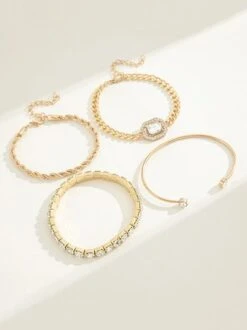 4pcs/set Rhinestone Metal Chain Bracelets Sets -Zolucky Sales Store 67da634e4c8616f6d244e2139bf8f07a
