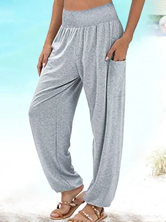 Women's Pockets Plain Casual Pants 2 Women's Pockets Plain Casual Pants - Image 2