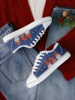 Christmas Santa Blue Lace-Up Sneakers Sneakers Xmas Shoes -Zolucky Sales Store 6893018a78f4762371efcab33eb883c7