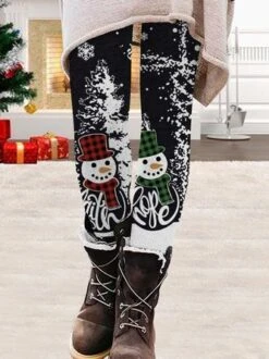 Tight Christmas Snowman Leggings Xmas Leggings